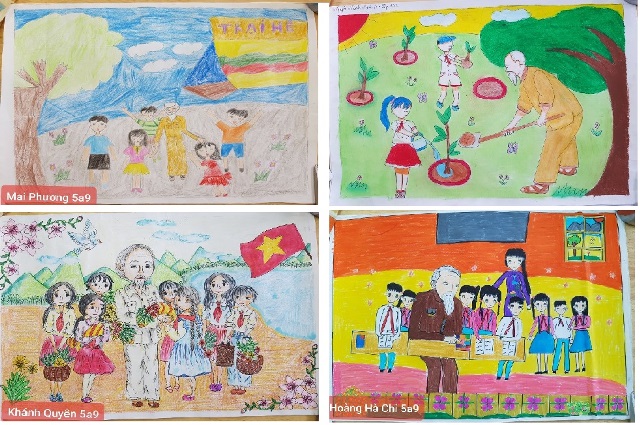 Bài dự thi "Bác Hồ với thiếu nhi - Thiếu nhi với Bác Hồ" của các em học sinh